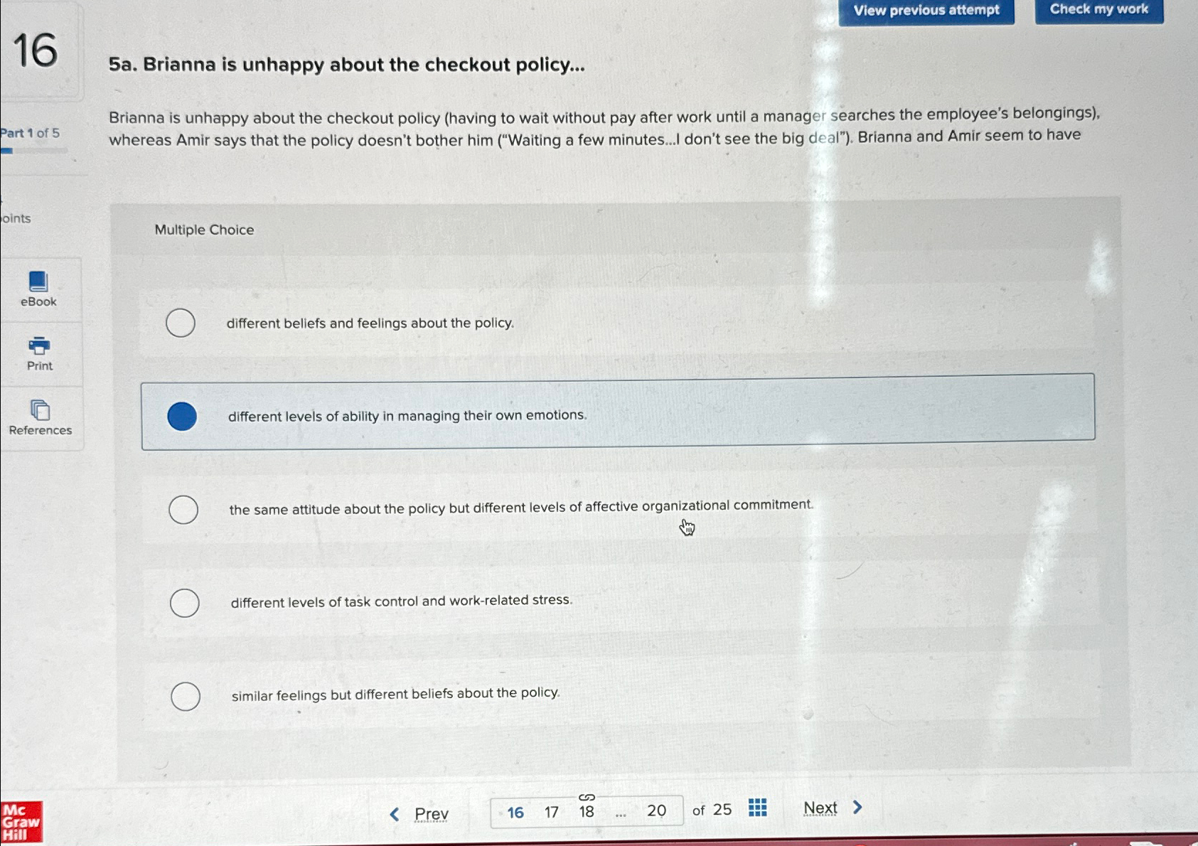  View previous attempt 16 5a. Brianna is unhappy about the checkout