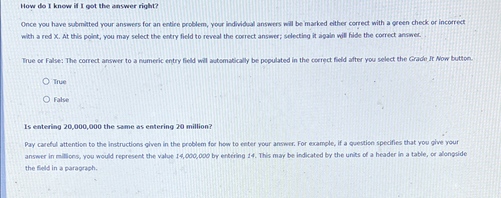  How do I know if I got the answer right? Once