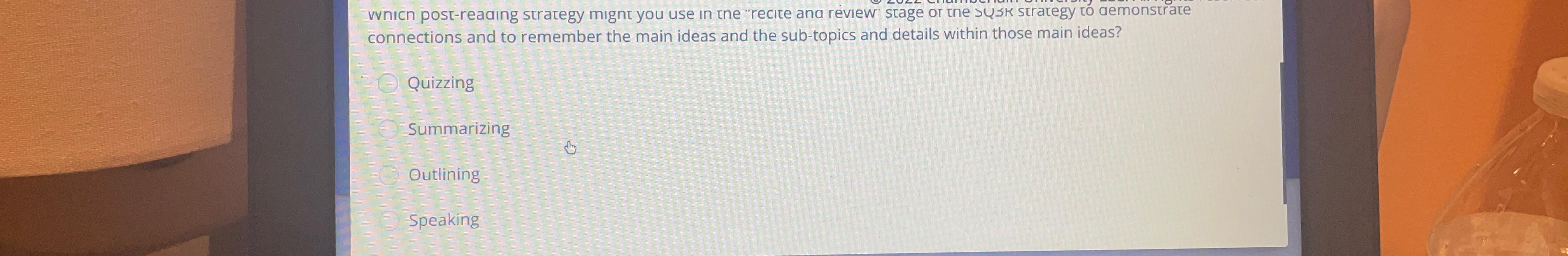  vvnicn post-reading strategy mignt you use in the "recite ana review