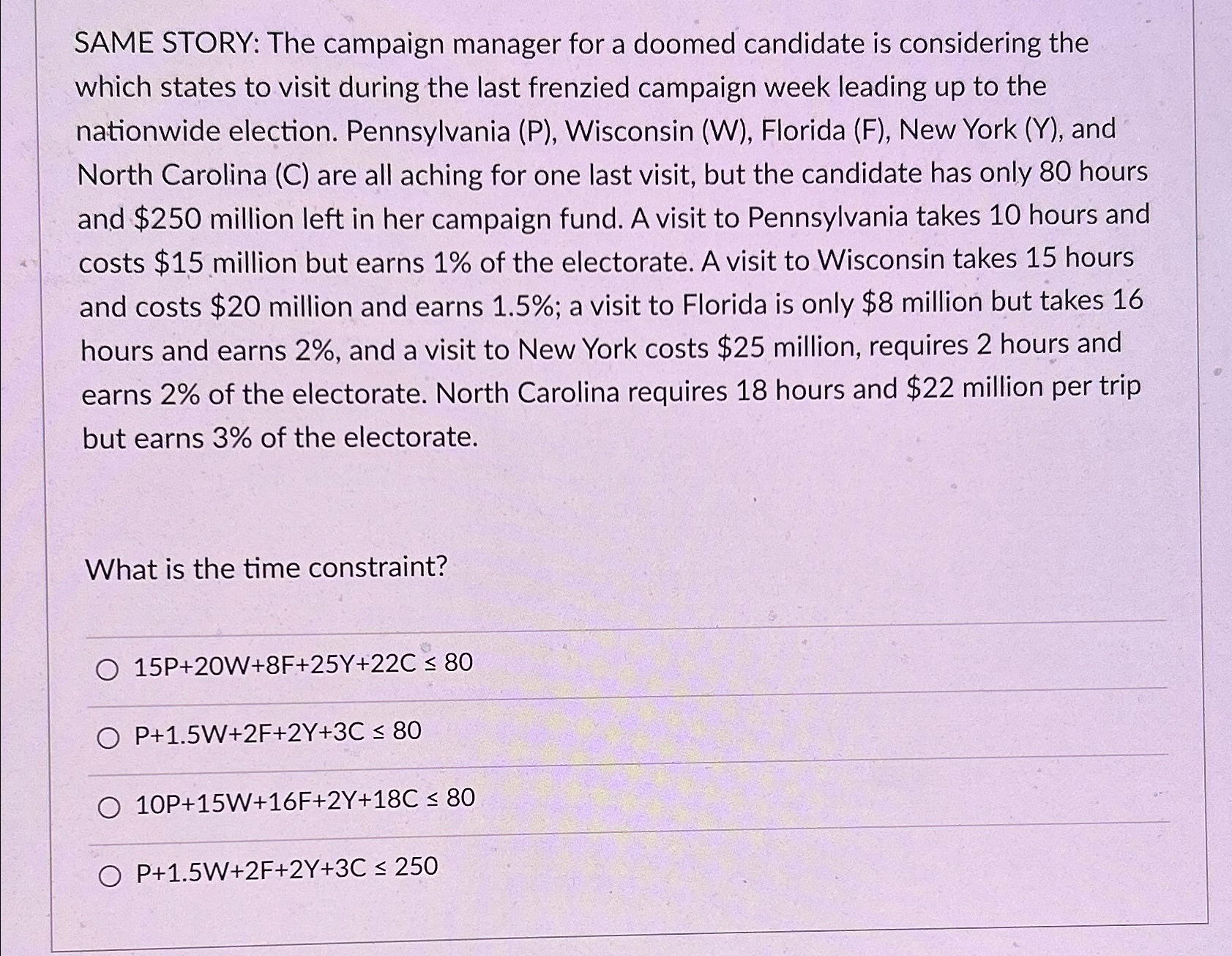  SAME STORY: The campaign manager for a doomed candidate is considering