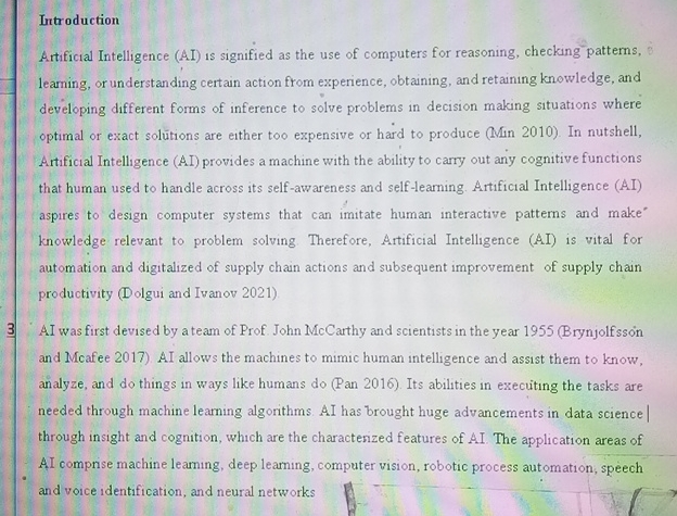  Introduction Artificial Intelligence (AI) is signified as the use of computers