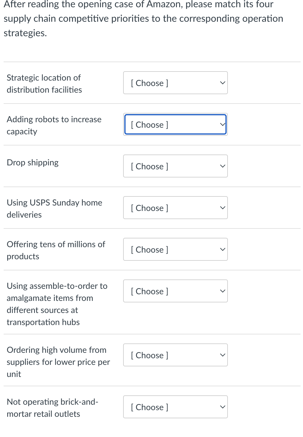  same options for each one, thanks! After reading the opening case