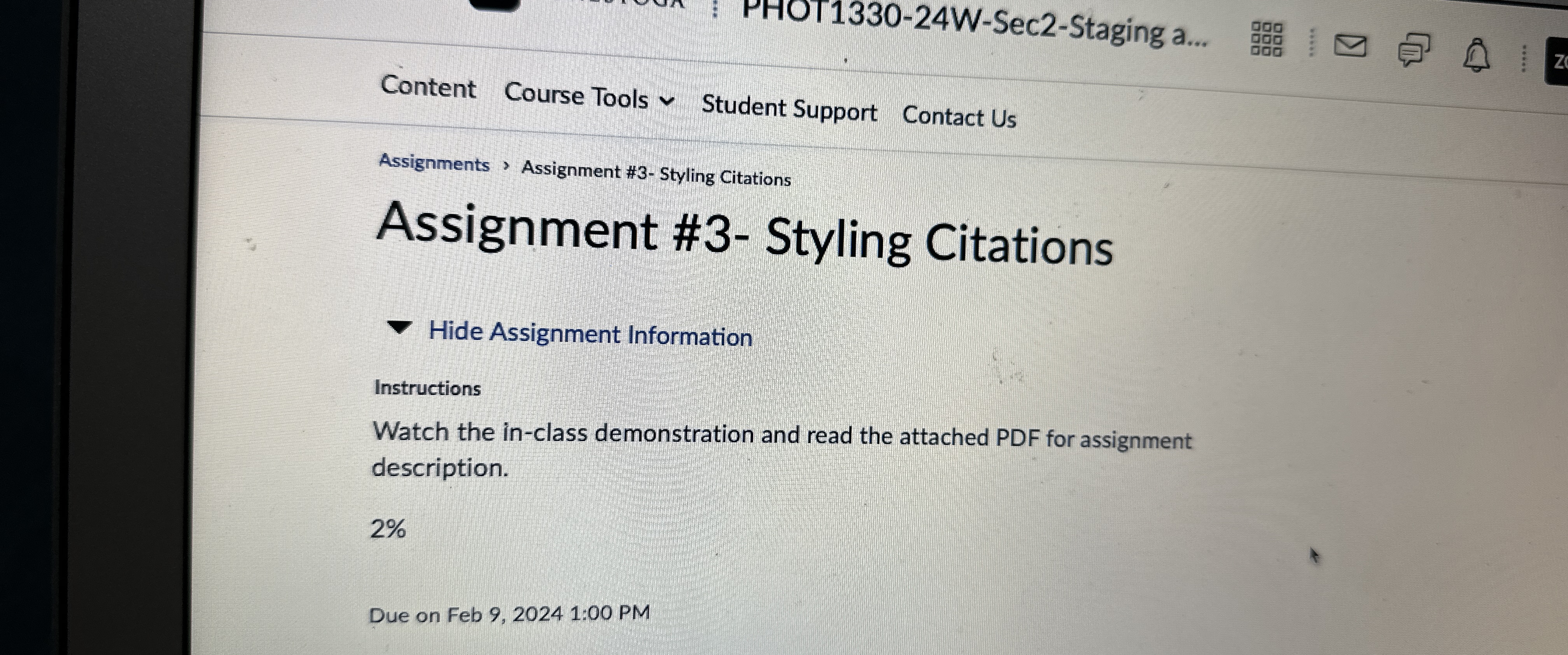  Content Course Tools vv Student Support Contact Us Assignments , Assignment