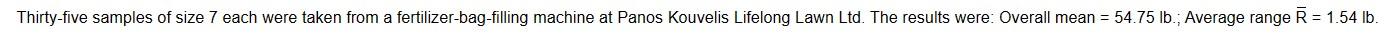  R=1.54lb \begin{tabular}{cccc} \hline Sample & Mean Factor, & Upper Range, &