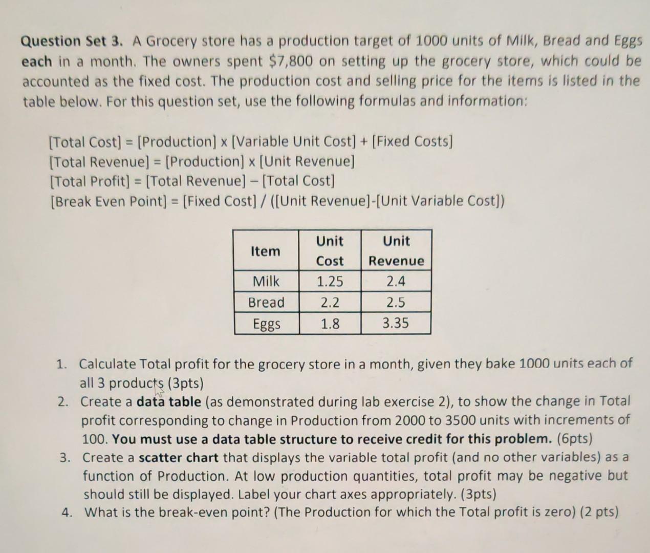 please answer this question in excel. thank you Question Set 3.