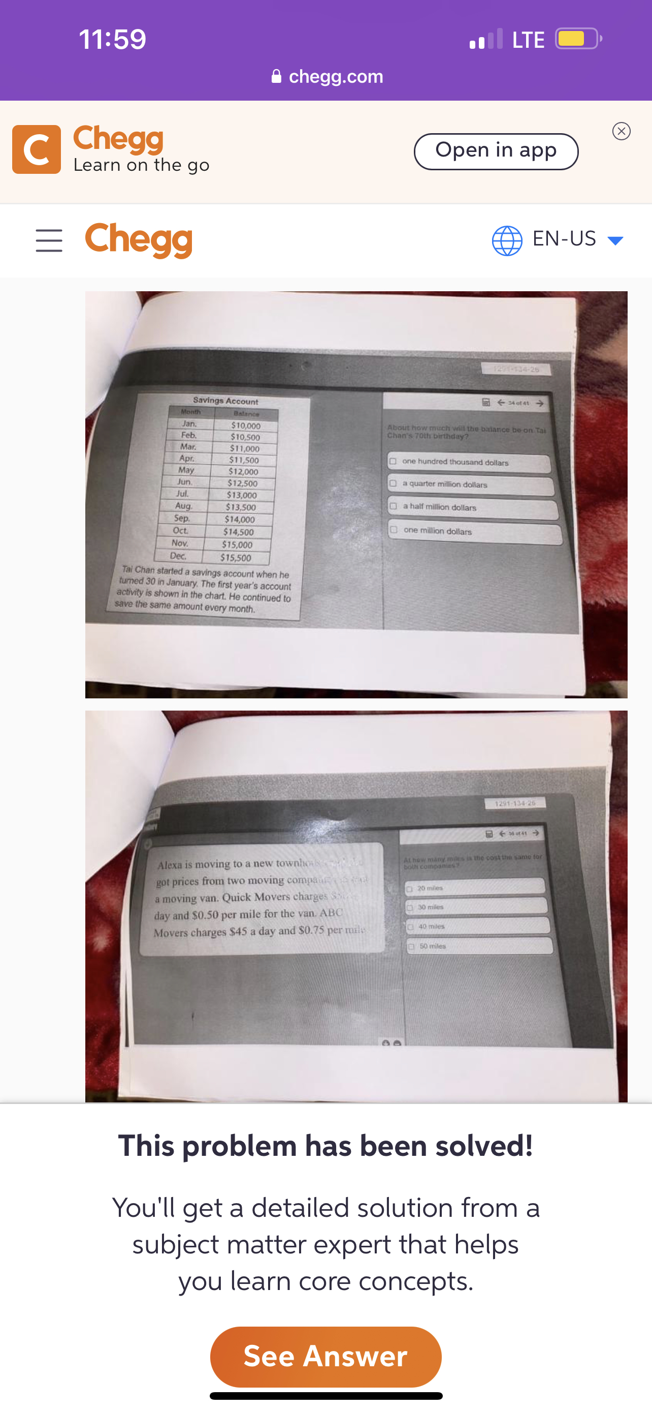  11:59 al LTE a chegg.com Chegg Learn on the go Open