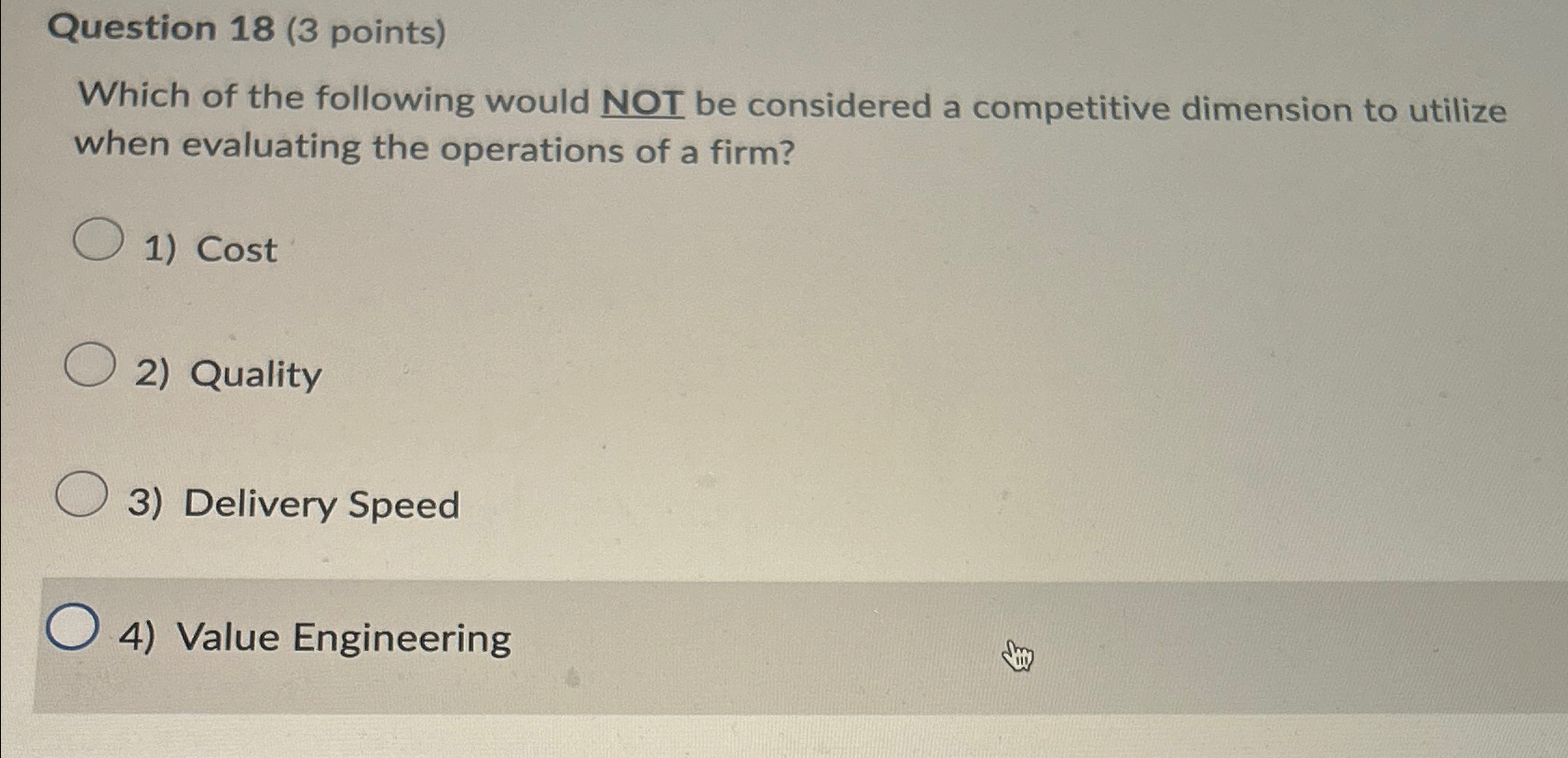  Question 18(3 points) Which of the following would NOT be considered