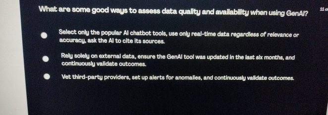  What are some good ways to assess data quality and avallability