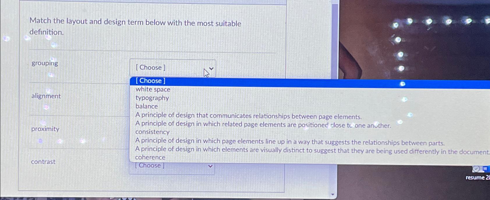  Match the layout and design term below with the most suitable