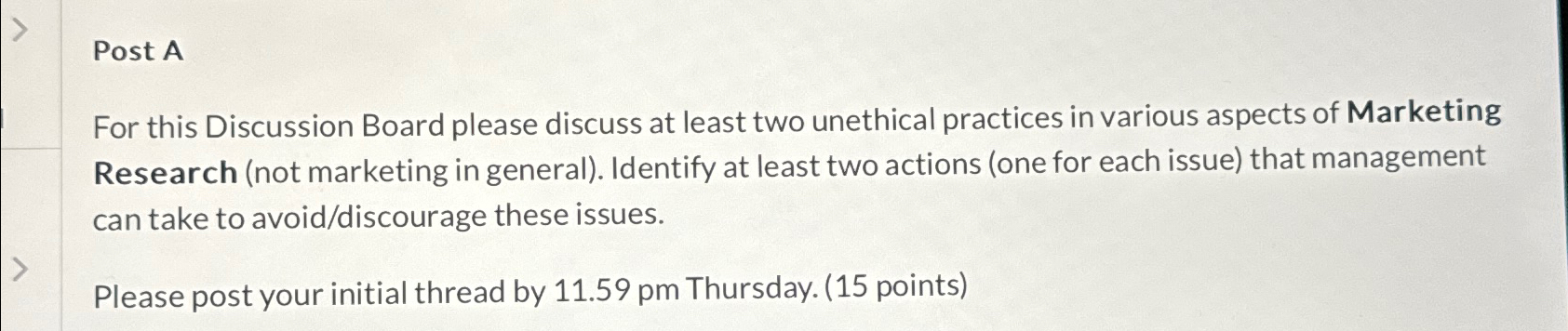  Post A For this Discussion Board please discuss at least two