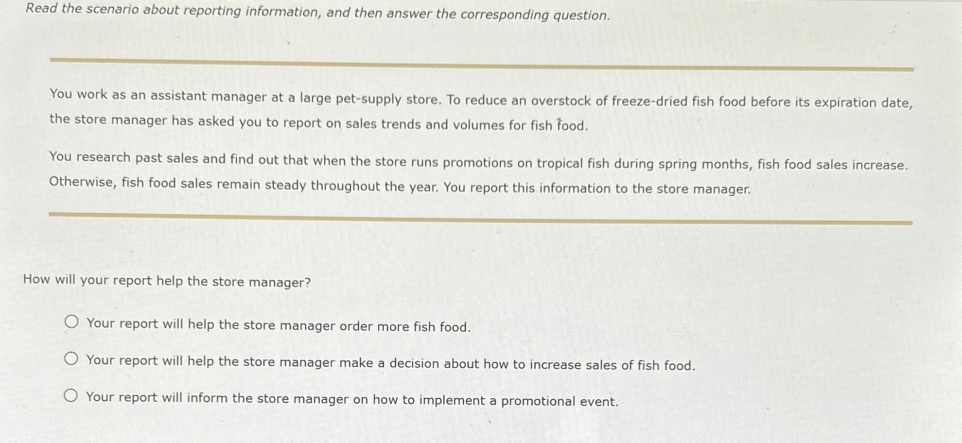  Read the scenario about reporting information, and then answer the corresponding