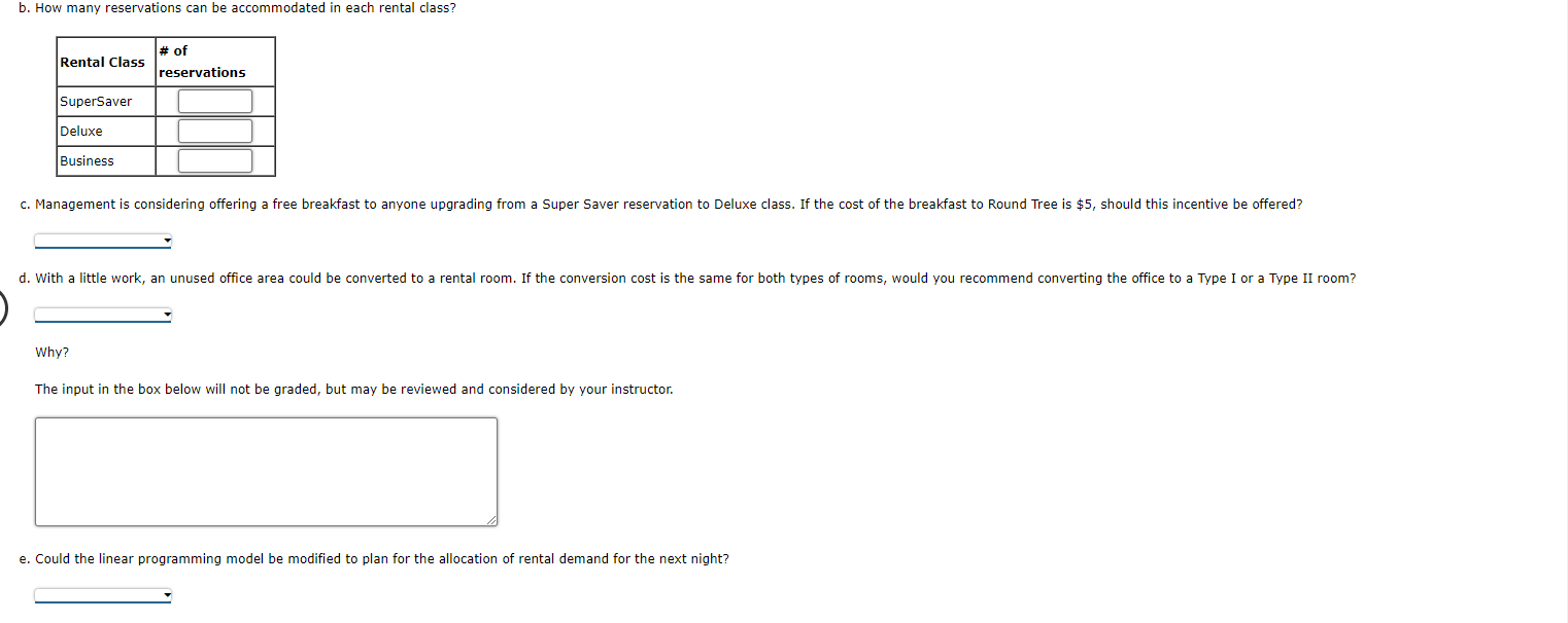 not available for the Business rental class. a. Use linear programming to