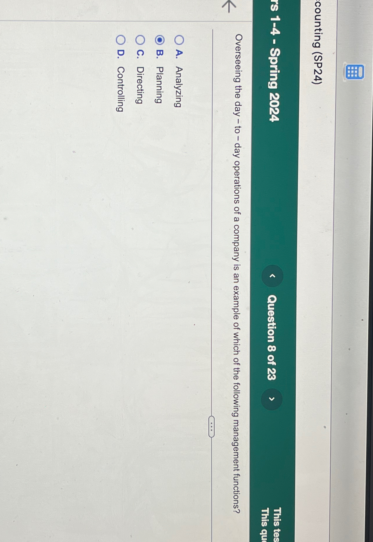  counting (SP24) rs 1-4- Spring 2024 Question 8 of 23 This