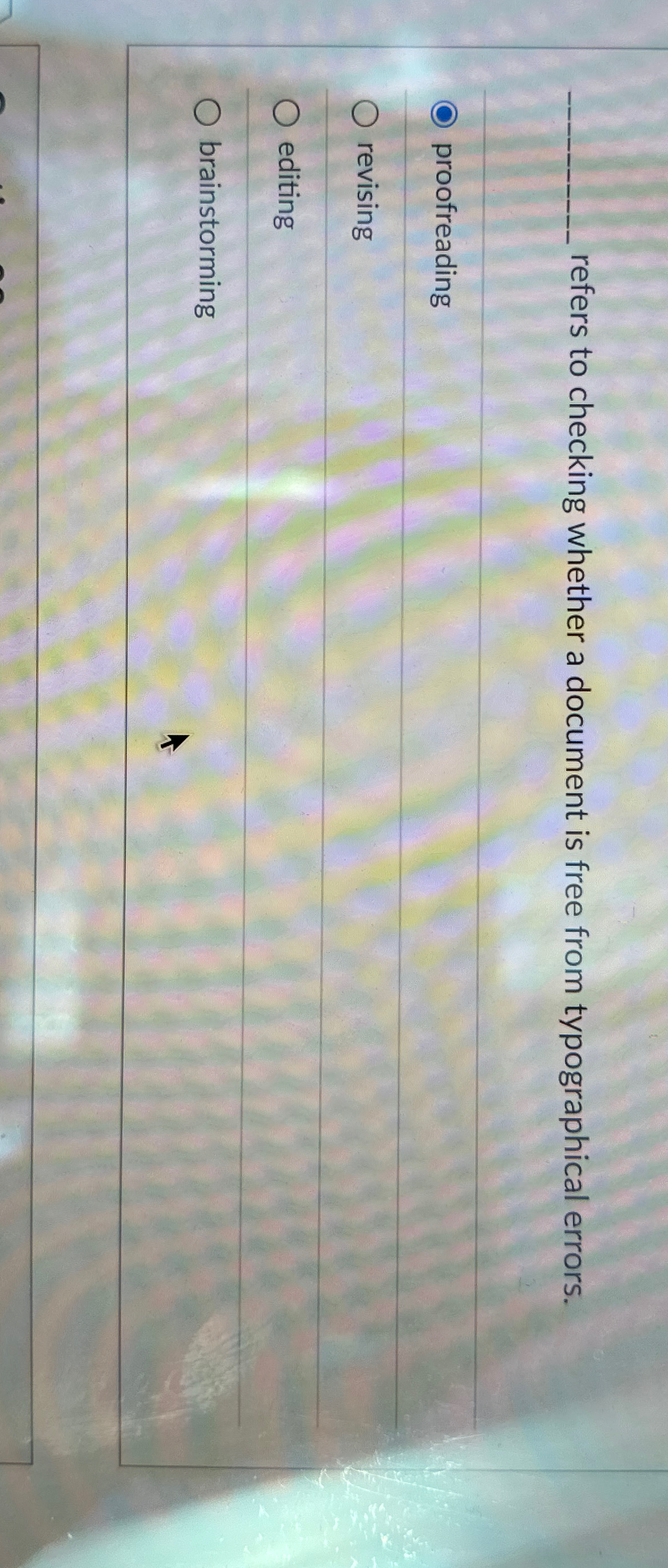  refers to checking whether a document is free from typographical errors.