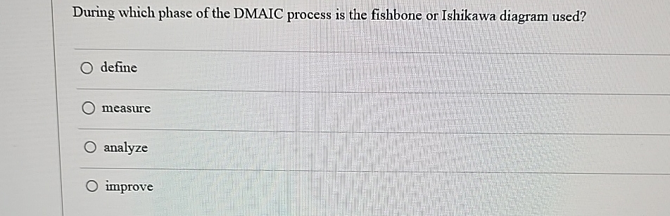 During which phase of the DMAIC process is the fishbone or