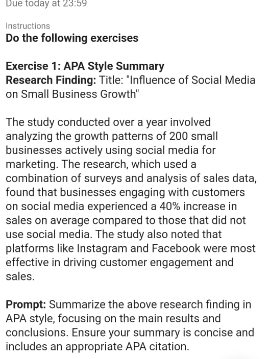  Due today at 23:59 Instructions Do the following exercises Exercise 1: