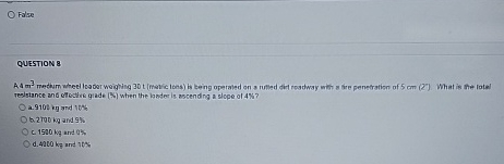  Folse QUESTION 8 la.910km and 1ks b.2 Tovo kg and 9%