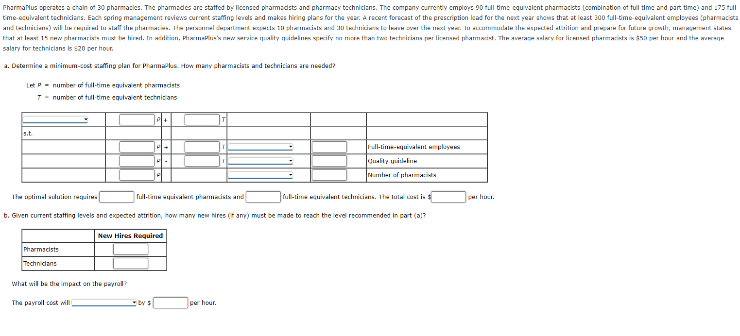 salary for technicians is \\( \\$ 20 \\) per hour. a.