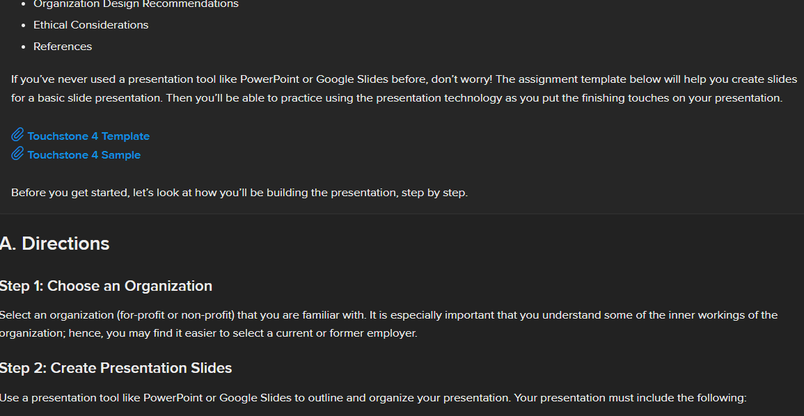 YOU Touchstone 4: Organization Analysis \& Strategic Recommendations SCENARIO: Select an organization