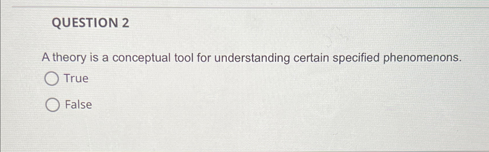  QUESTION 2 A theory is a conceptual tool for understanding certain