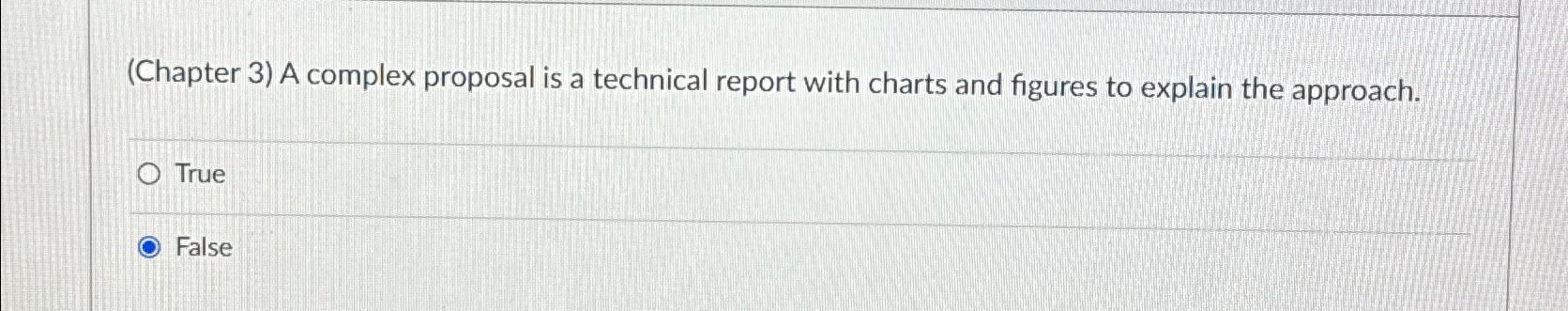  (Chapter 3) A complex proposal is a technical report with charts