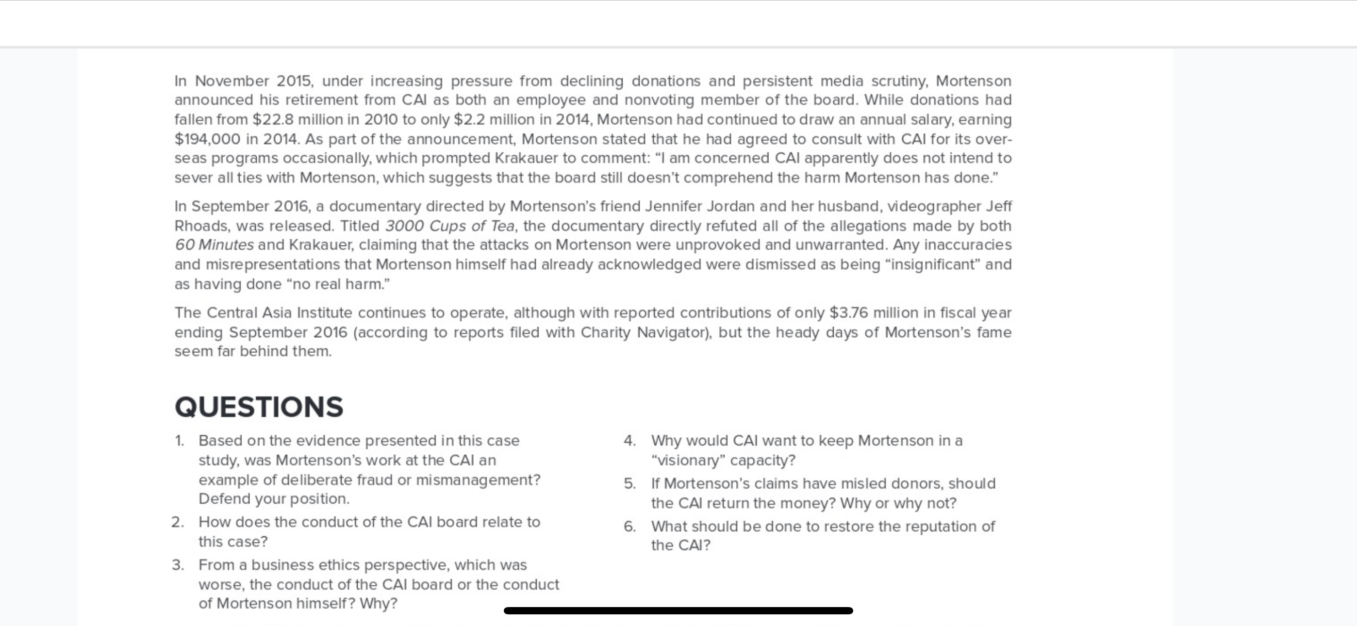  Please help answering questions 1-6 based on article provided. Thank you!
