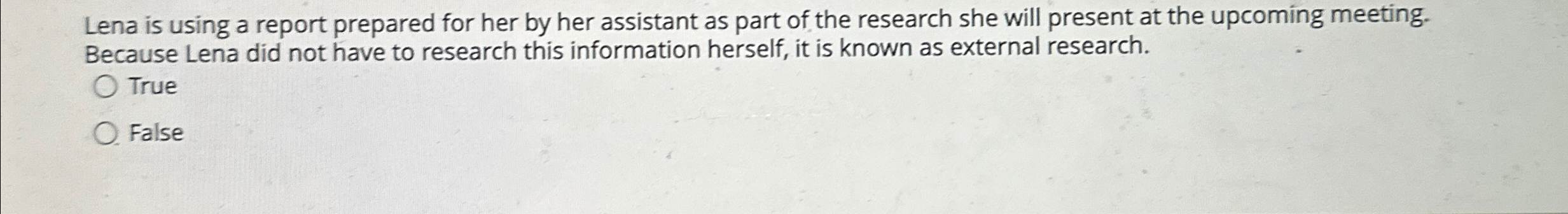  Lena is using a report prepared for her by her assistant