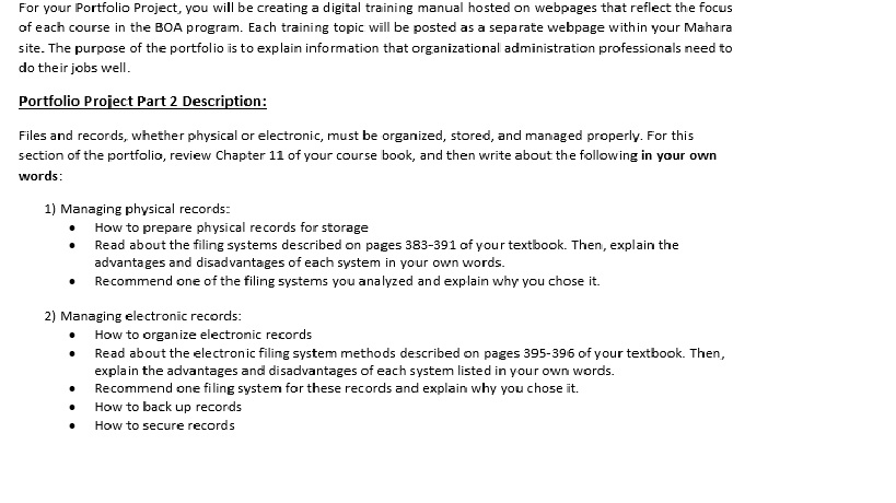 For your Portfolio Project, you will be creating a digital training