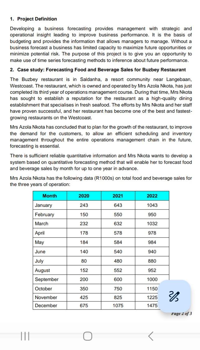  please assist me with question 5 1. Project Definition Developing a