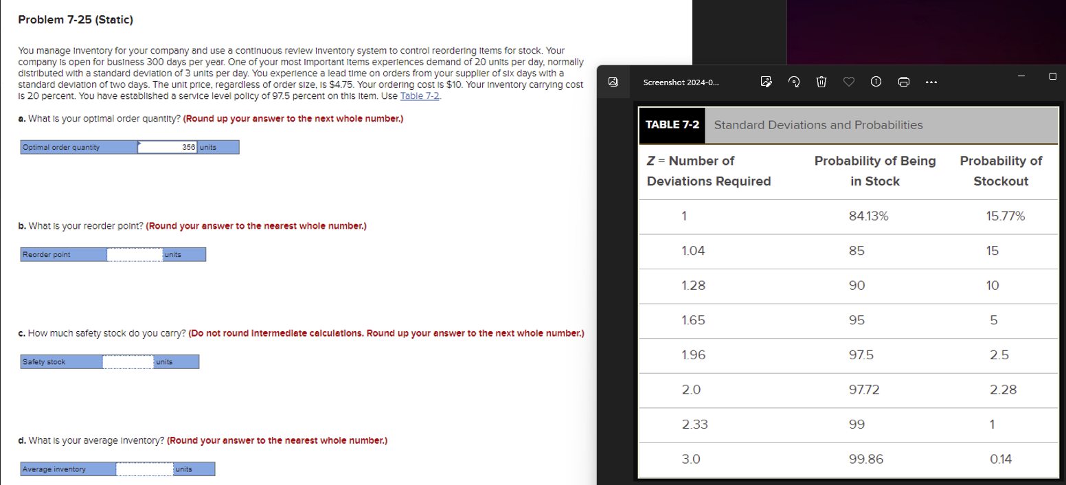 Please help answer questions B-D. I have already answered question A,