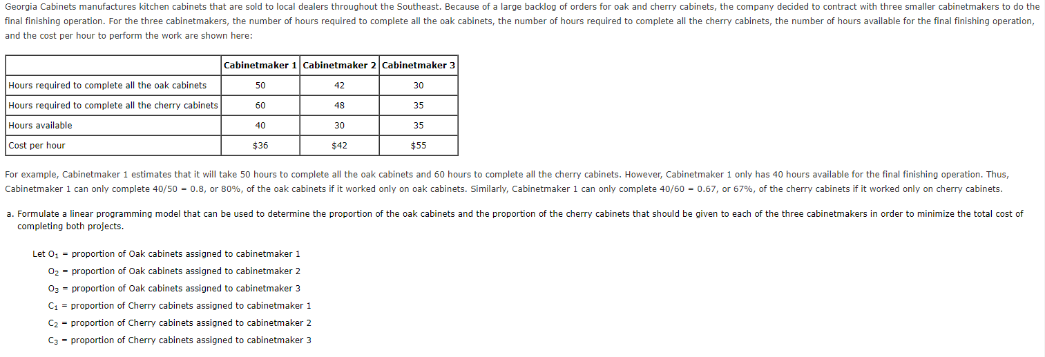  c. If Cabinetmaker 1 has additional hours available, would the optimal