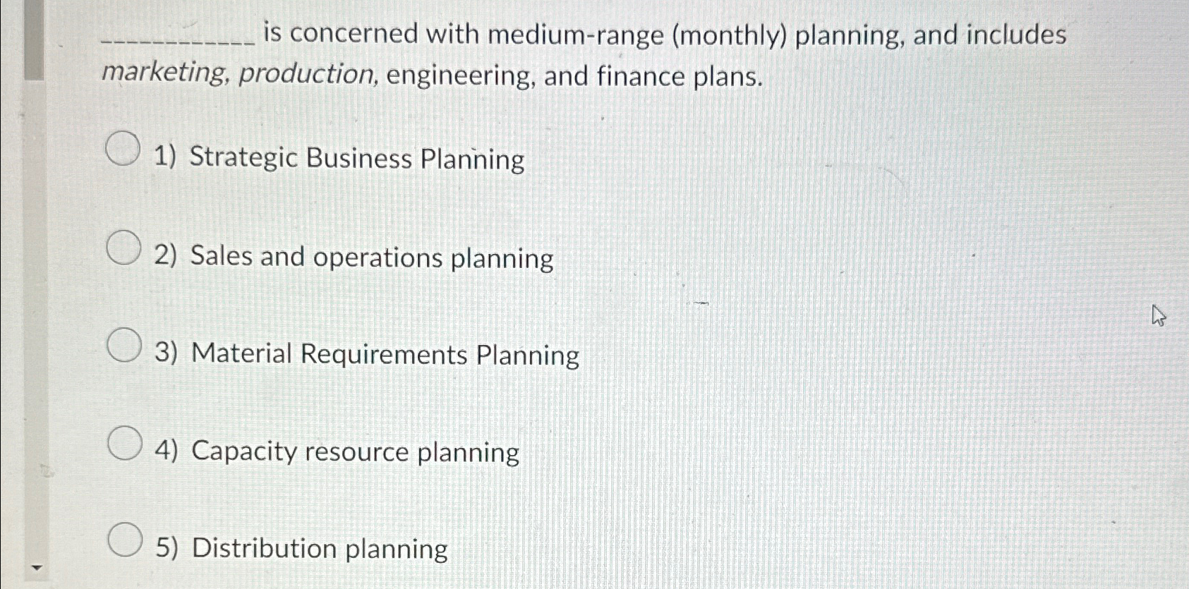  is concerned with medium-range (monthly) planning, and includes marketing, production, engineering,
