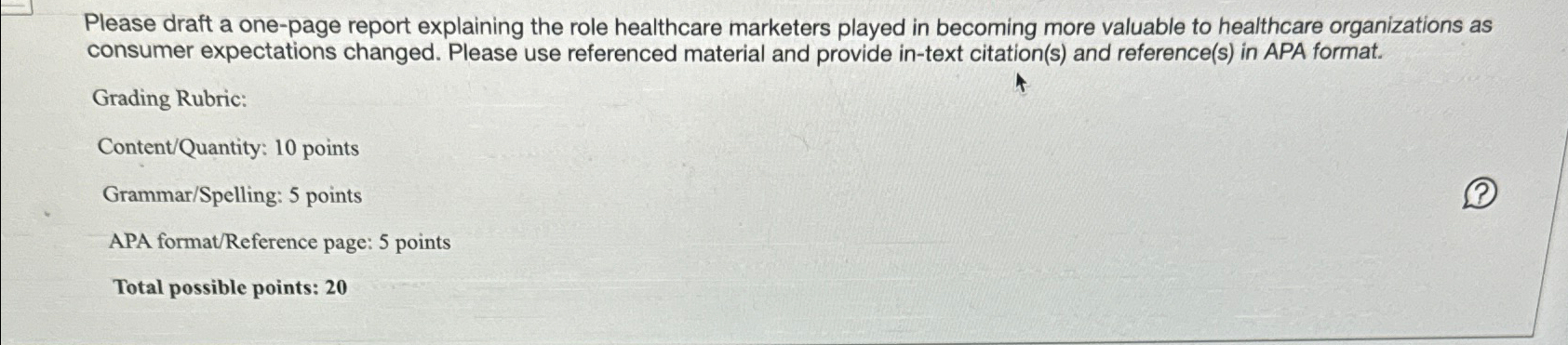  Please draft a one-page report explaining the role healthcare marketers played