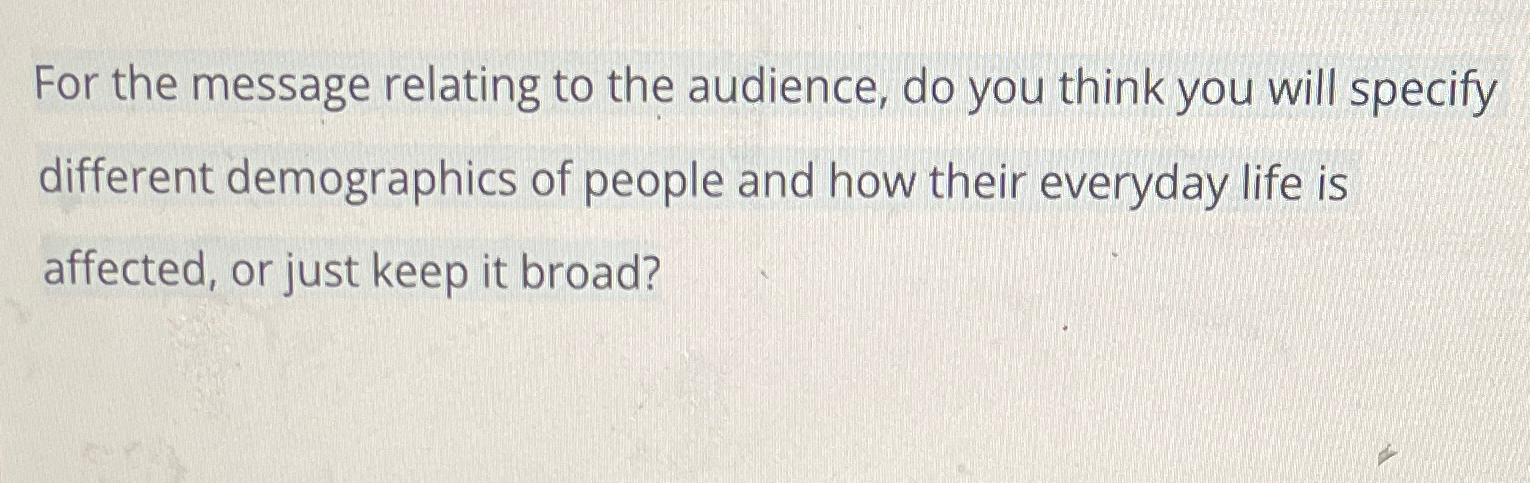  For the message relating to the audience, do you think you