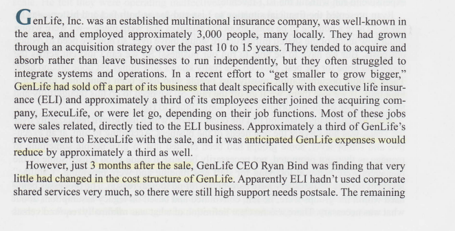 you know about the current situation in this organization. Complete each of