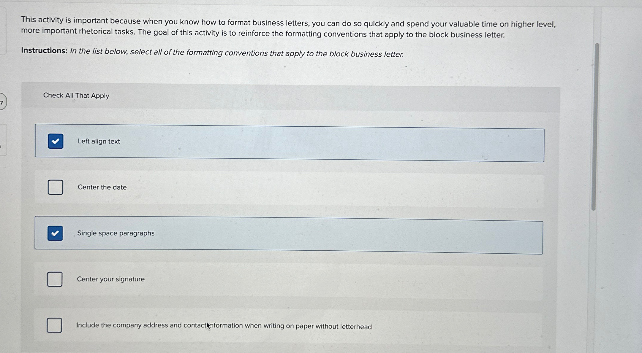  This activity is important because when you know how to format