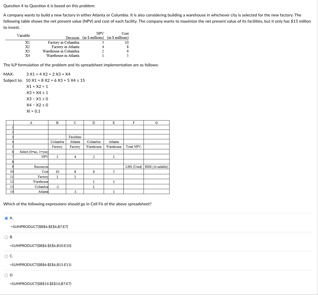  Question 4 to Question 6 is based on this problem: A
