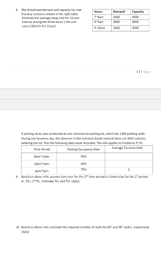  8. The directional demand and capacity for one freeway section is