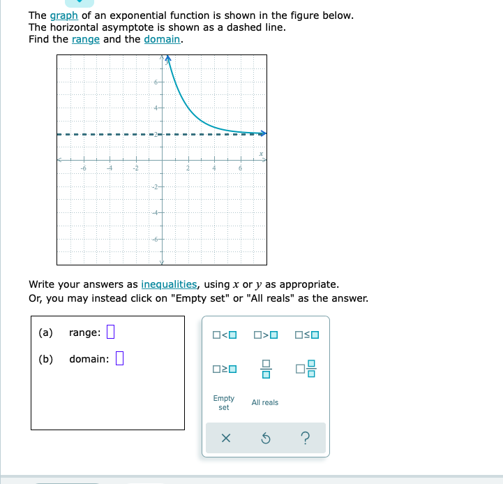 stats and prob The graph of an exponential function is shown in
