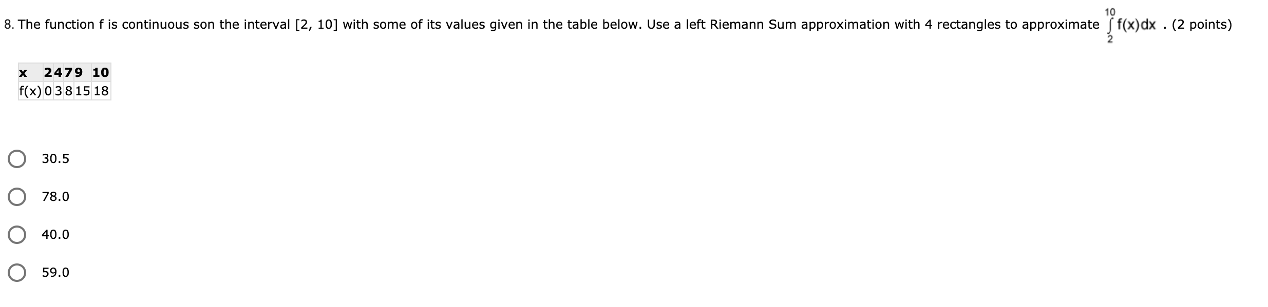 Help with Calculus 8. The function f is continuous son the interval