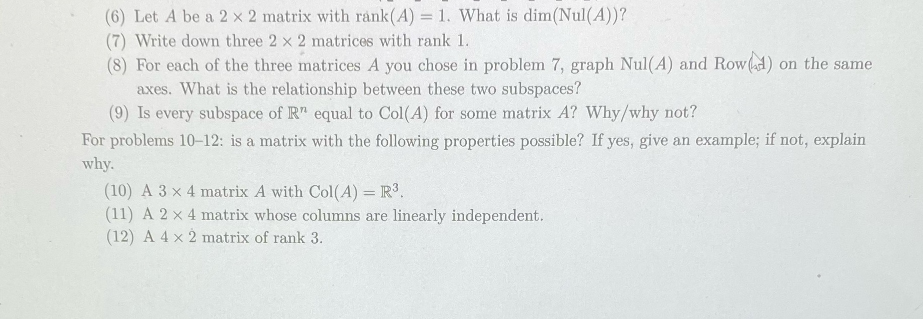 Need help 6-12 (6) Let A be a 2 x 2 matrix