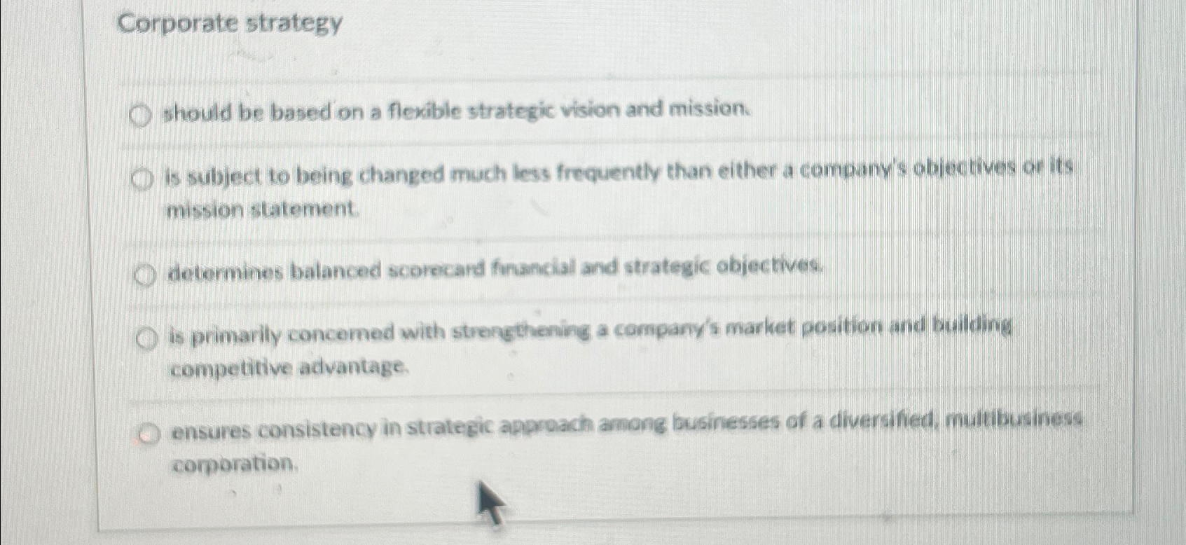  Corporate strategy should be based on a flexible strategic vision and