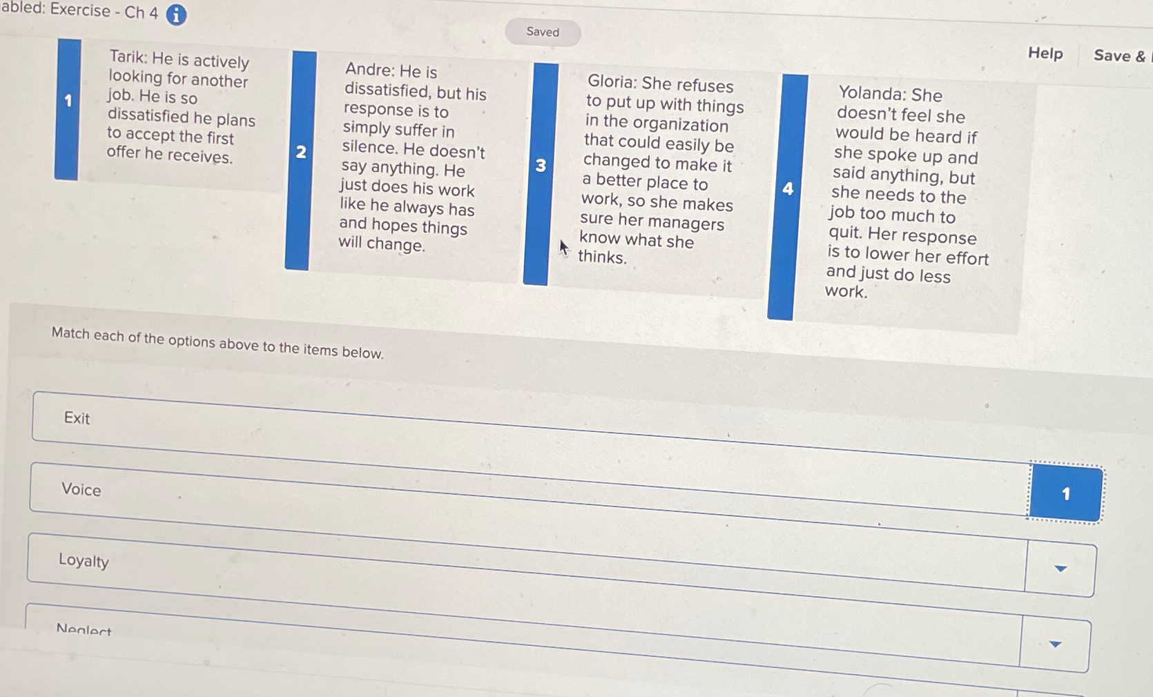  abled: Exercise - Ch 4 1 Tarik: He is actively looking