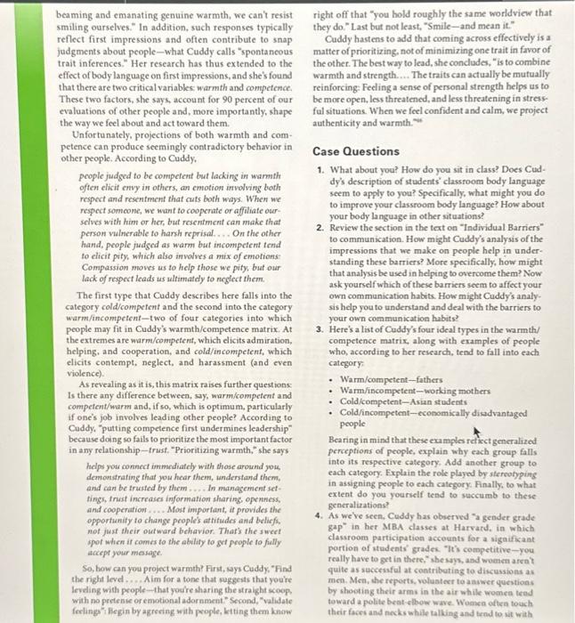 description of students' classroom body language seem to apply to you? Specifically,