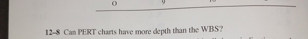  12-8 Can PERT charts have more depth than the WBS? 