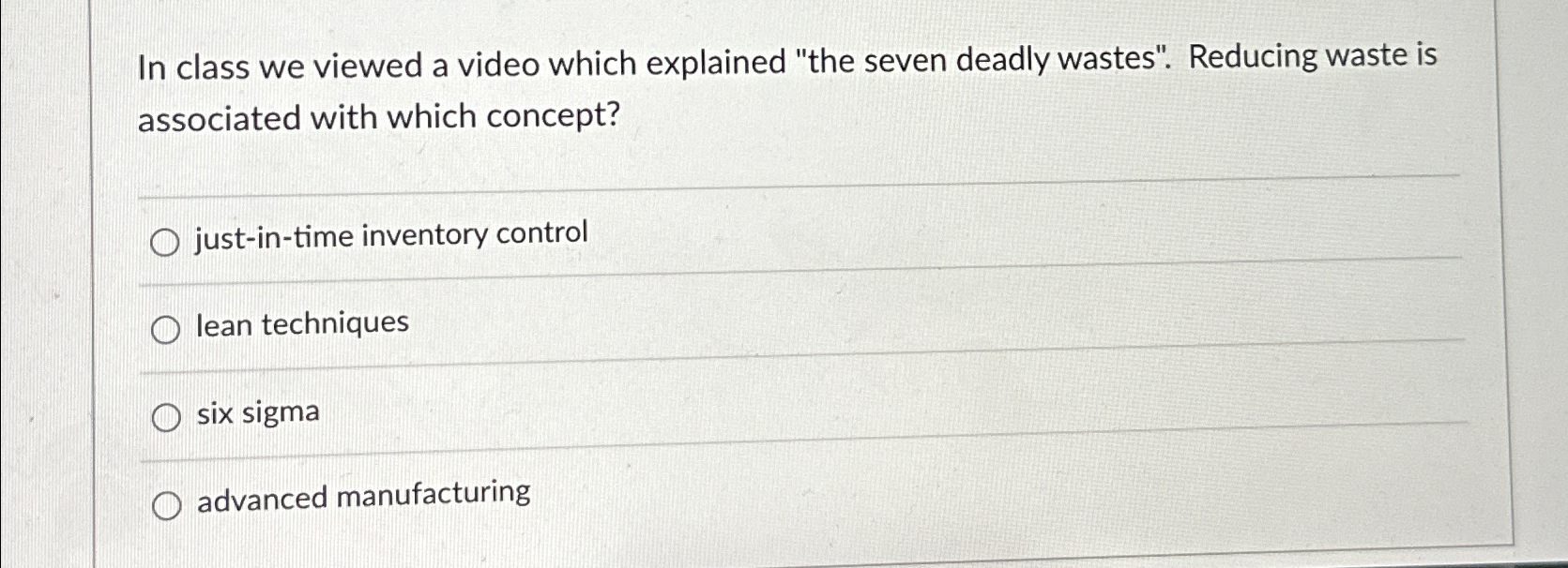  In class we viewed a video which explained "the seven deadly