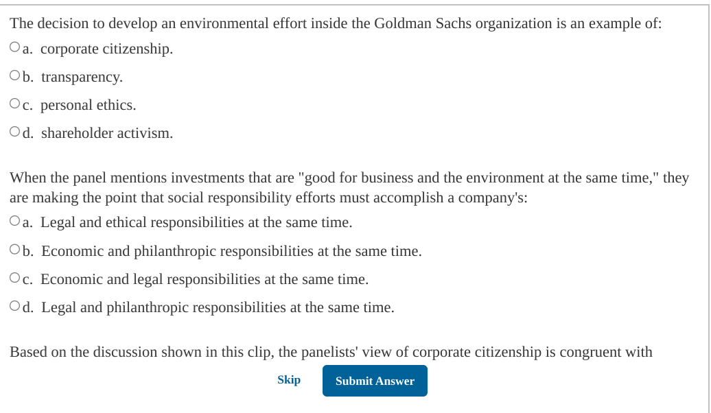  The decision to develop an environmental effort inside the Goldman Sachs