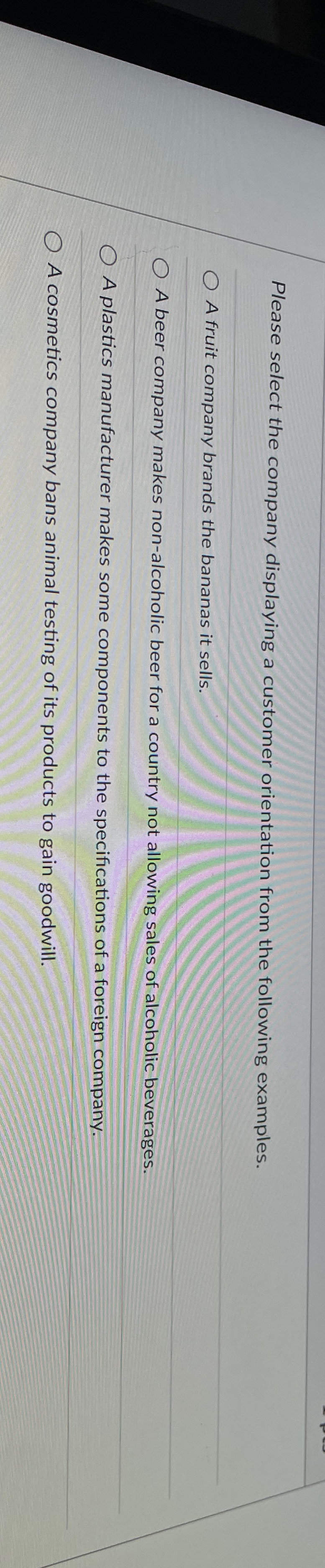  Please select the company displaying a customer orientation from the following