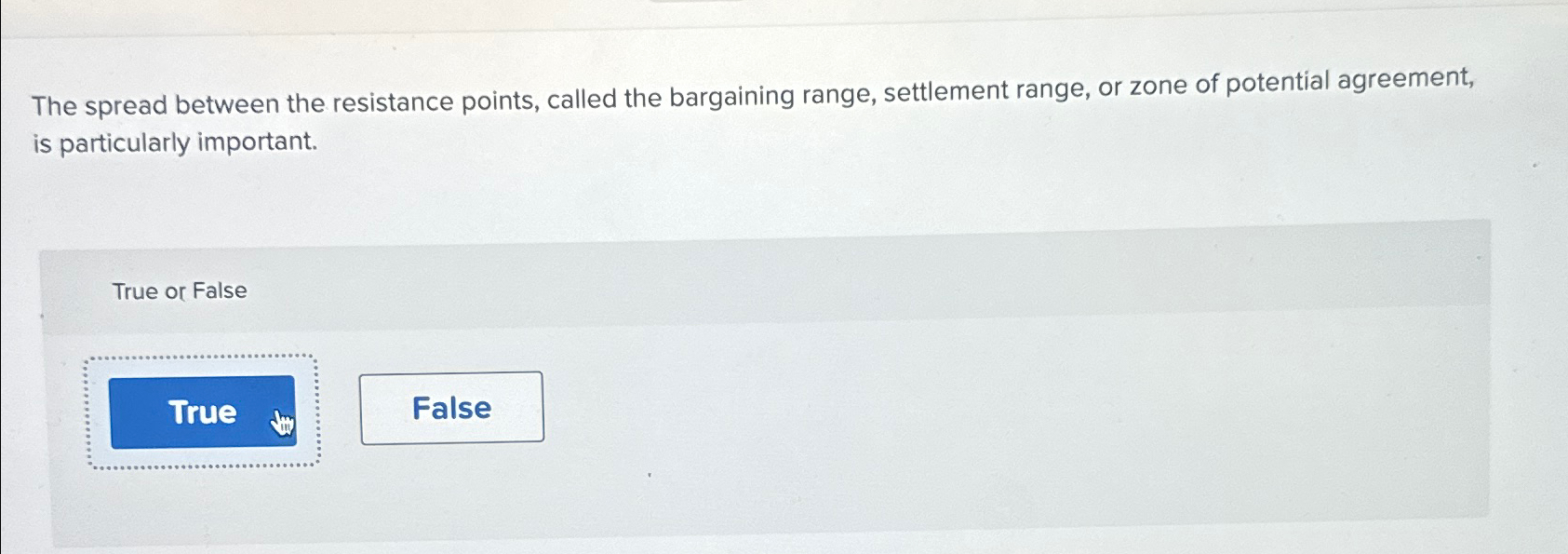  The spread between the resistance points, called the bargaining range, settlement