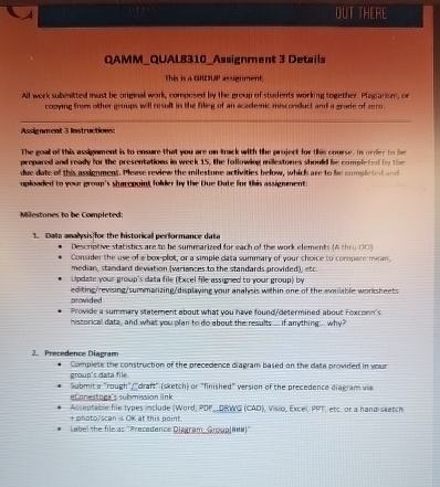  QAMM_QUALB310_Assignment 3 Details this is a citigip astigument. Astennment 3 lisstrinctiones: